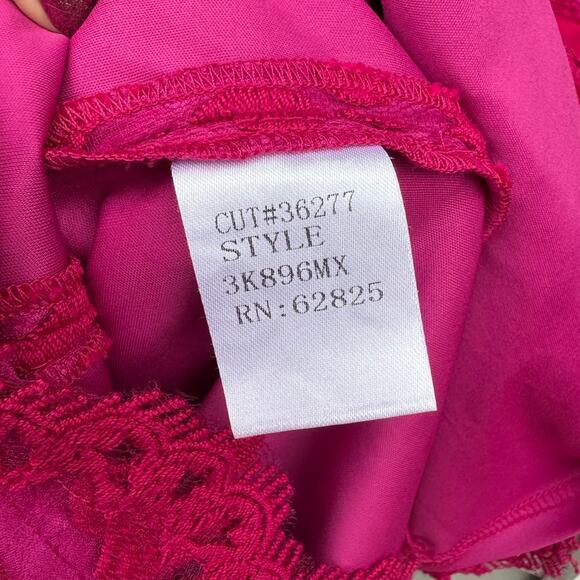 Tadashi Shoji size 14 Pink Embroidered Lace Overlay Knee Length Sheath Dress - Picture 13 of 14